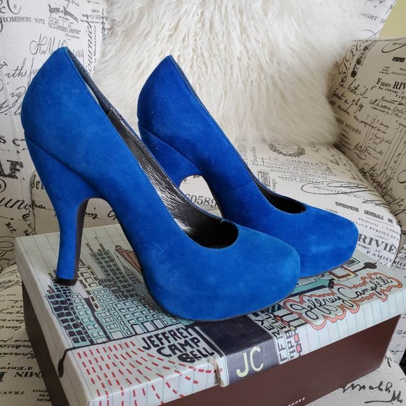 Jeffrey Campbell Blue swede shoes heels size 7 - Picture 4 of 4